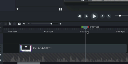 Animated demonstration of trimming clip edges in Camtasia