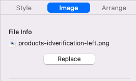 Keynote Image panel showing the Replace button