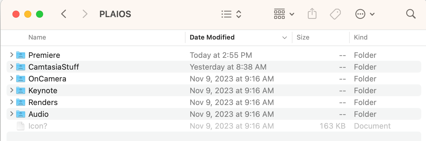 A screenshot of a folder on my Mac